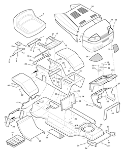 Chassis And Hood Diagram and Parts List for 42910A 1996 Briggs and Stratton Lawn Tractor